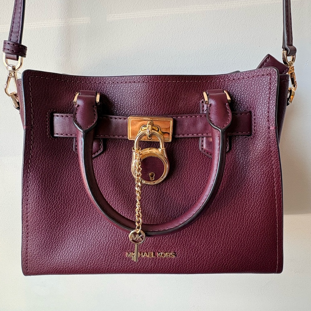 Michael Kors Deep Burgundy Satchel with Gold Accents